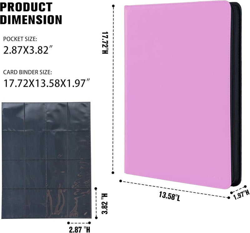 MORABTO Premium 1000+ Pockets Card Binder,16 Pockets Trading Card Binder Ringless Side Loading Trading Card Album Folder for TCG -Pink Purple - Image 5